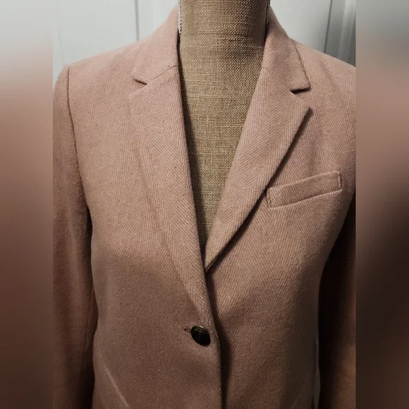 Gap Pink Herringbone The Academy Blazer Size 8 - Picture 3 of 10